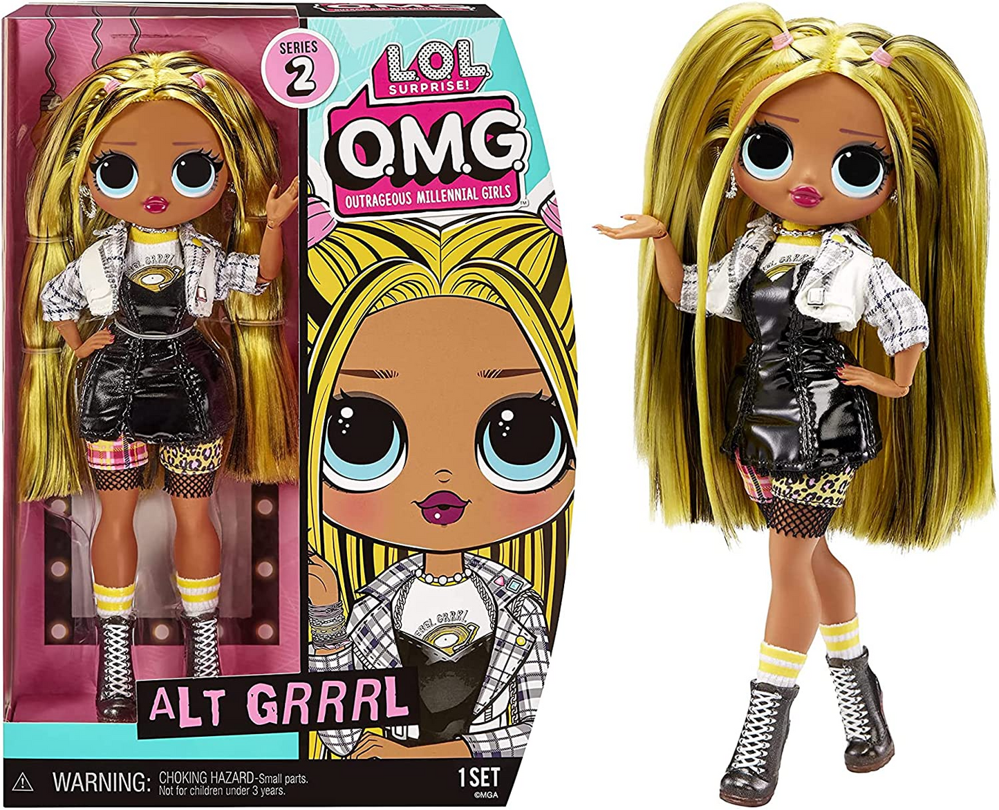 L.O.L. Surprise!   OMG House of Surprises Fashion Doll Series 2 - ALT GRRRL - Inclui acessórios e suporte de boneca - Colecionável - Adequado para crianças a partir de 4 anos (586128)