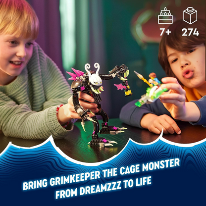 LEGO 71455 DREAMZzz Grimkeeper the Cage Monster Figure Set, Kids Transform Z-Blob em um Mini-Plane ou Hoverbike, Inclui 2 Minifiguras do Programa de TV, Brinquedos para Mais de 7 Anos Crianças, Meninos, Meninas