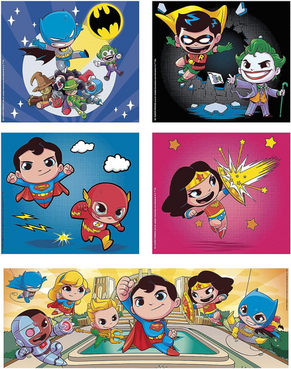 Clementoni  20272 18+30+48+60pcs Supercolor 10 em 1 Dc Comics (3x18, 4x30, 2x48 e 1x60 peças) -Quebra-cabeça para crianças de 4 anos, multicolorido, médio