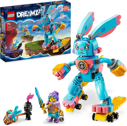 LEGO 71453 DREAMZzz Izzie e Bunchu, o Coelhinho, Figura de Coelho de Brinquedo Construível com Patins, Construído de 2 Formas para Brincadeira Imaginativa Baseado no Programa de TV