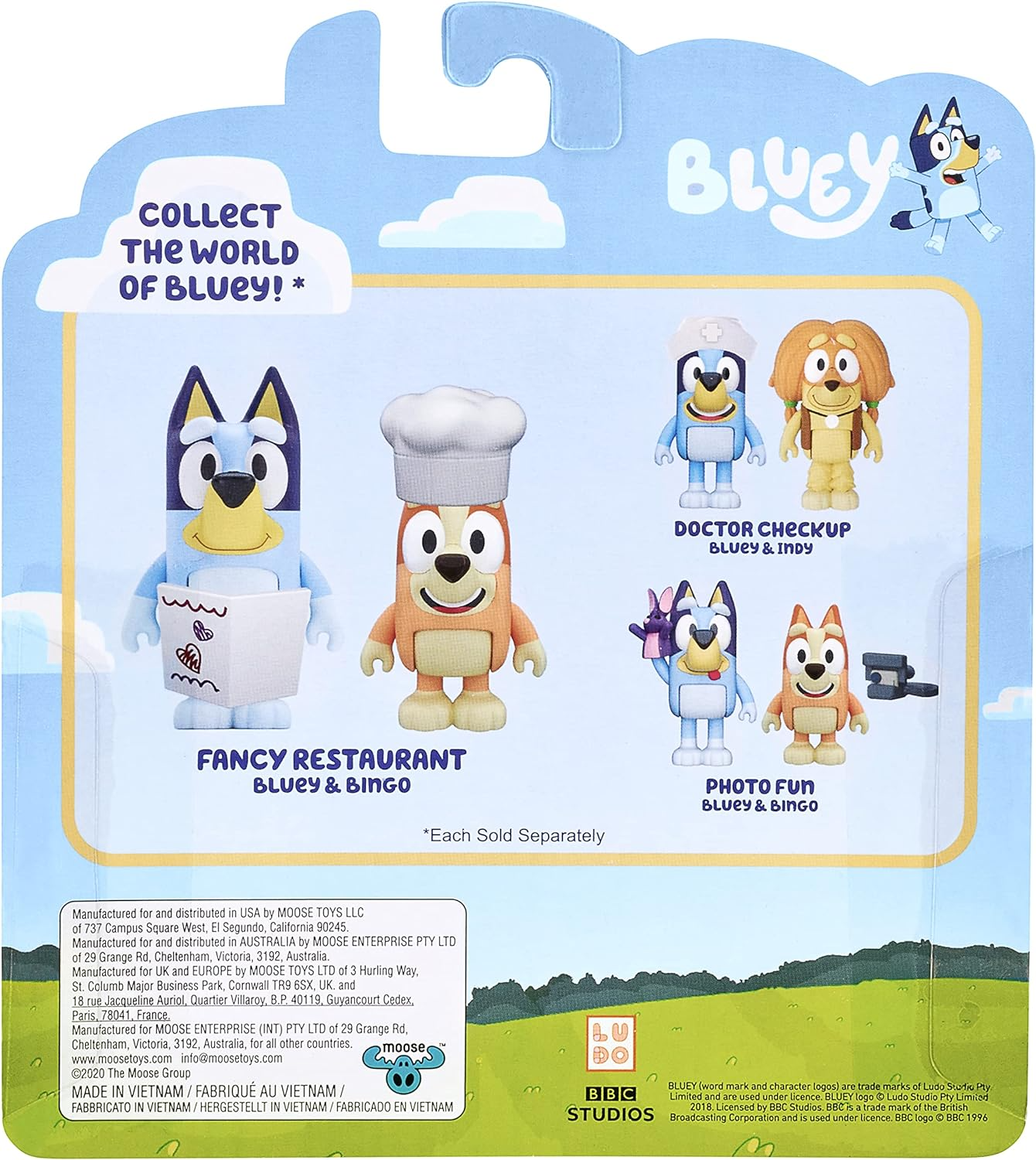 Bluey  Conjunto oficial de personagens colecionáveis do Queens com 2 figuras apresentando Bluey e Bingo com capa Queen Rainbow e acessórios de coroa