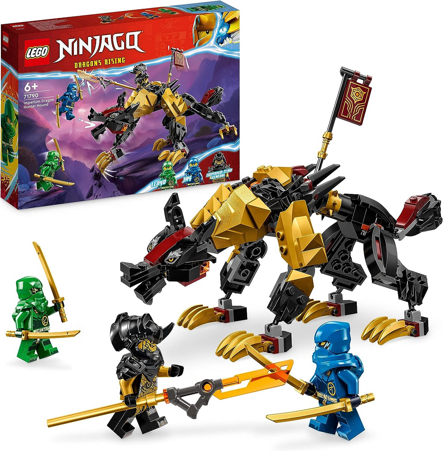 LEGO  71790 Conjunto NINJAGO Imperium Dragon Hunter Hound, brinquedo de construção de figura de monstro para crianças com mais de 6 anos, meninos, meninas, criatura mítica posável, presente ninja com 3 minifiguras