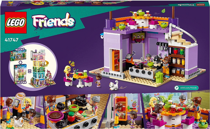 LEGO 41747 Conjunto de cozinha comunitária Friends Heartlake City com acessórios de cozinha de brinquedo, 3 minibonecas e figura de gato Pet Churro, pode ser combinado com o centro comunitário (41748)