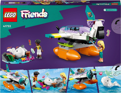 LEGO Conjunto de brinquedos de avião de resgate marítimo 41752 Friends, conjunto de cuidados com animais com figura de baleia e 2 minibonecas, presente de aniversário para meninas, meninos e crianças com mais de 6 anos de idade