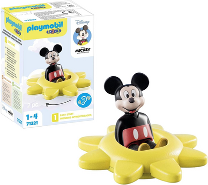 Playmobil  71321 1.2.3 e Disney: Mickey's Spinning Sun com recurso de chocalho, brinquedos educativos para crianças pequenas, brinquedos para presentear e dramatizações divertidas e imaginativas, conjuntos de jogos adequados para crianças de 12 meses ou