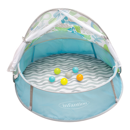 Infantino Piscina de bolinhas com dossel de proteção UV e rede mosquiteira