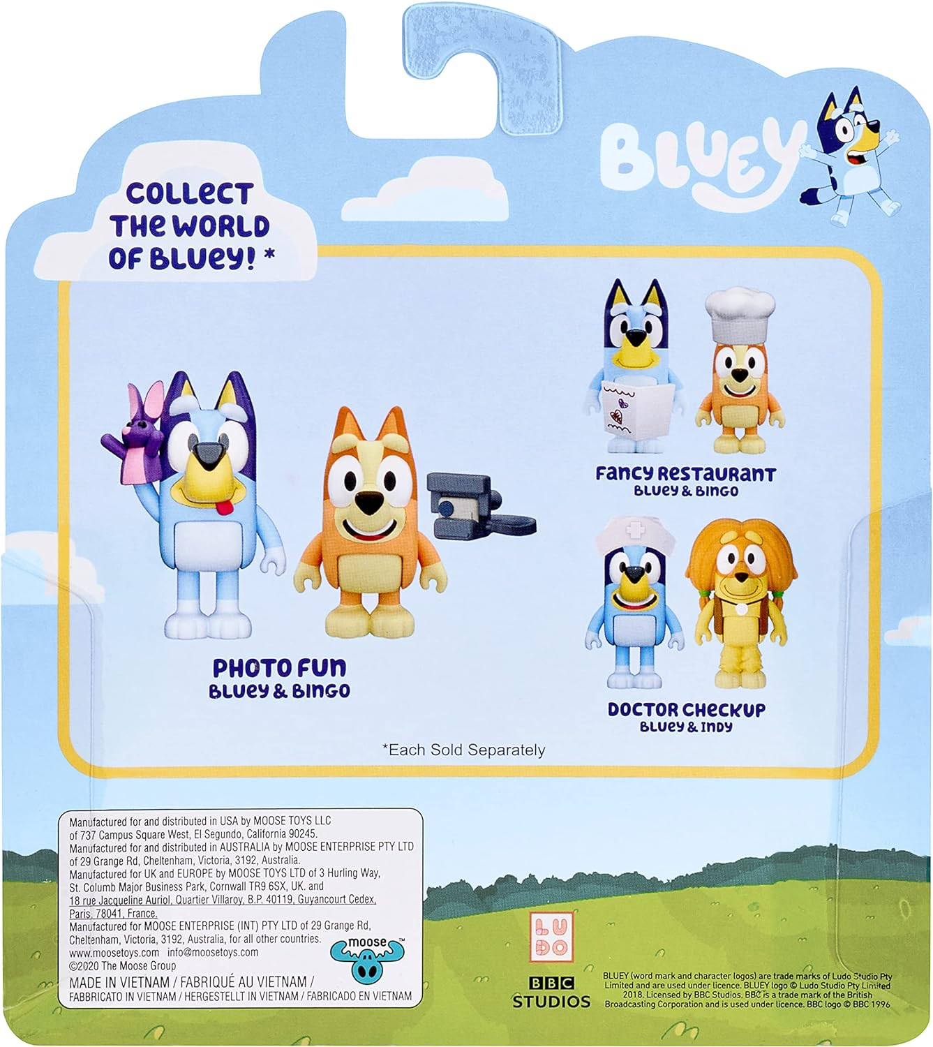 Bluey  Conjunto oficial de personagens colecionáveis do Queens com 2 figuras apresentando Bluey e Bingo com capa Queen Rainbow e acessórios de coroa