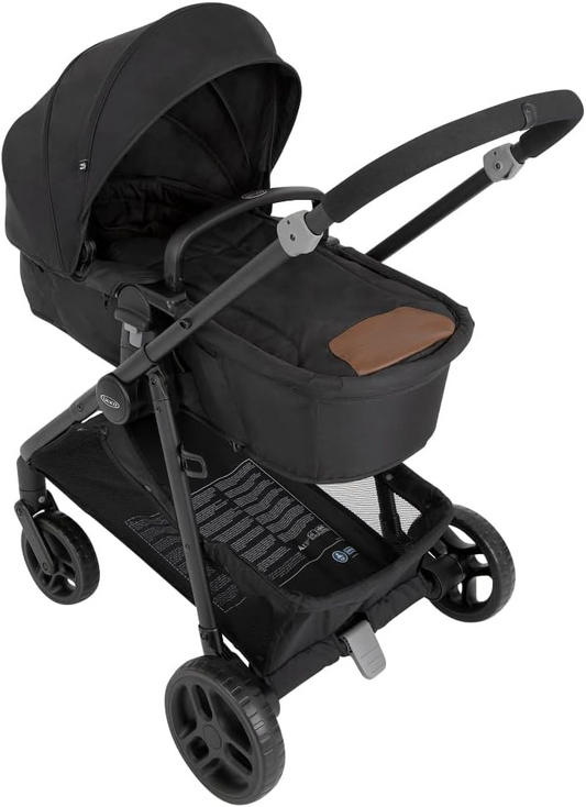 Cochecito/cochecito Graco Transform 2 en 1: adecuado desde el nacimiento hasta aprox. 4 años (22 kg). Se convierte de Pramette a cochecito con reposapiés bidireccional de lujo. Incluye chubasquero, Ink Tan Fashion.