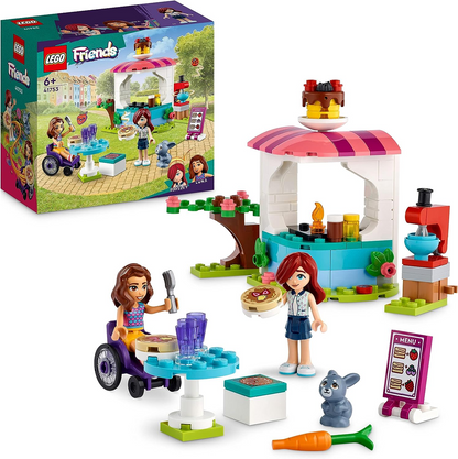 LEGO  41753 Conjunto de café Friends Pancake Shop, brinquedo criativo para meninas, meninos e crianças de 6 anos ou mais com mini bonecas Paisley e Luna, além de boneco de coelhinho, pequeno presente para crianças