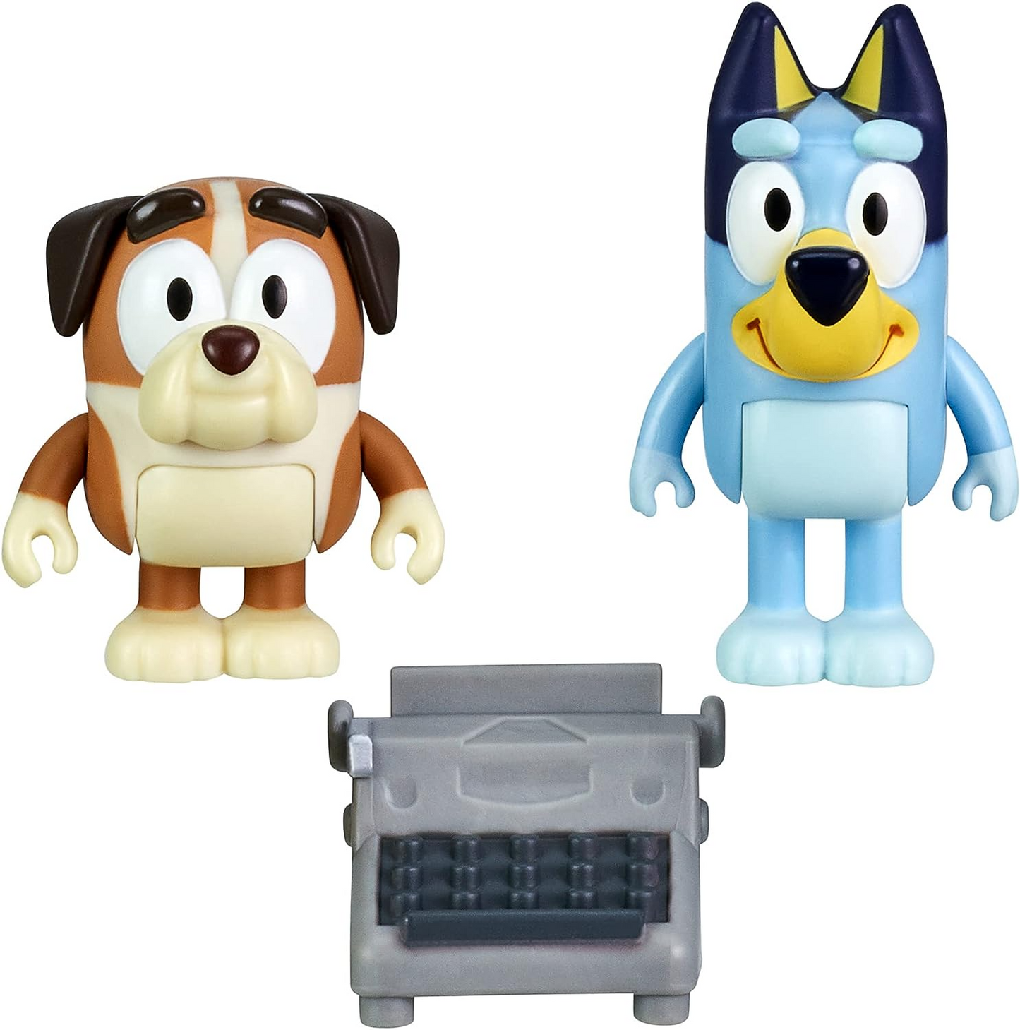 Bluey e Winton School Friends 2 pacotes oficiais de figuras de ação de personagens colecionáveis de 2,5-3 polegadas com acessório de máquina de escrever