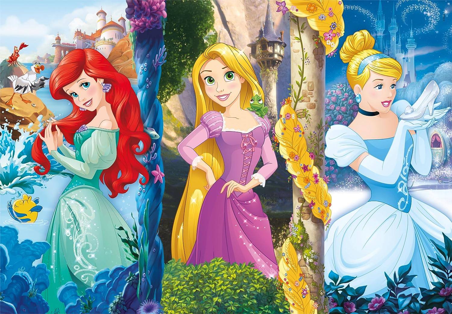 Clementoni, 96 peças disney princesas assistir quebra-cabeça