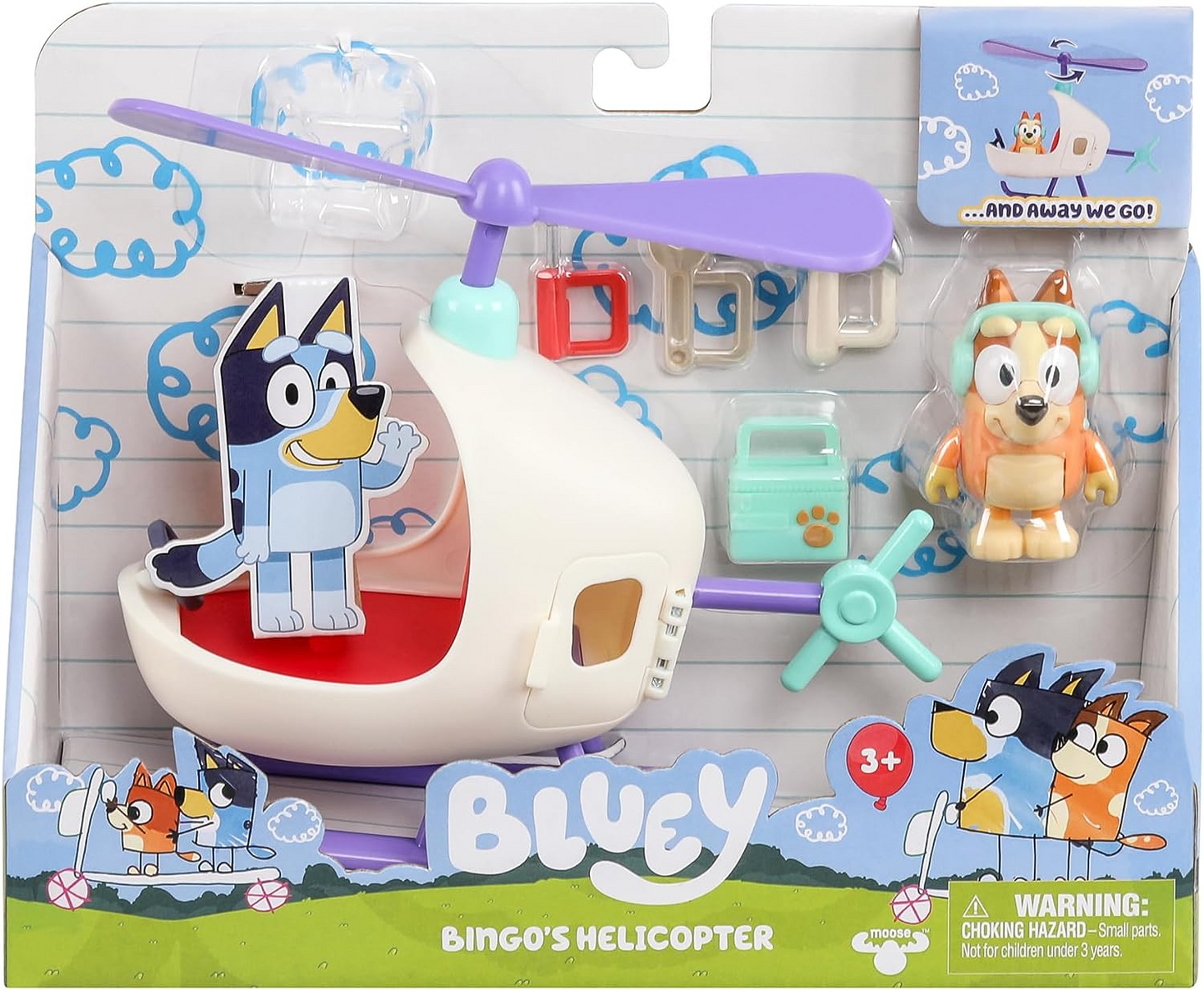 Bluey 17560 Veículo e Figura BINGO'S Helicóptero, Pequeno