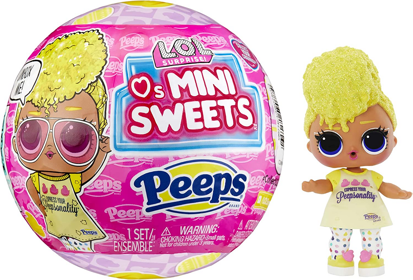 Jajaja ¡Sorpresa! Loves Mini Sweets Peeps - Tough Chick - Edición limitada con temática primaveral - Muñeca coleccionable con 7 sorpresas - Para niñas, niños y coleccionistas a partir de 4 años