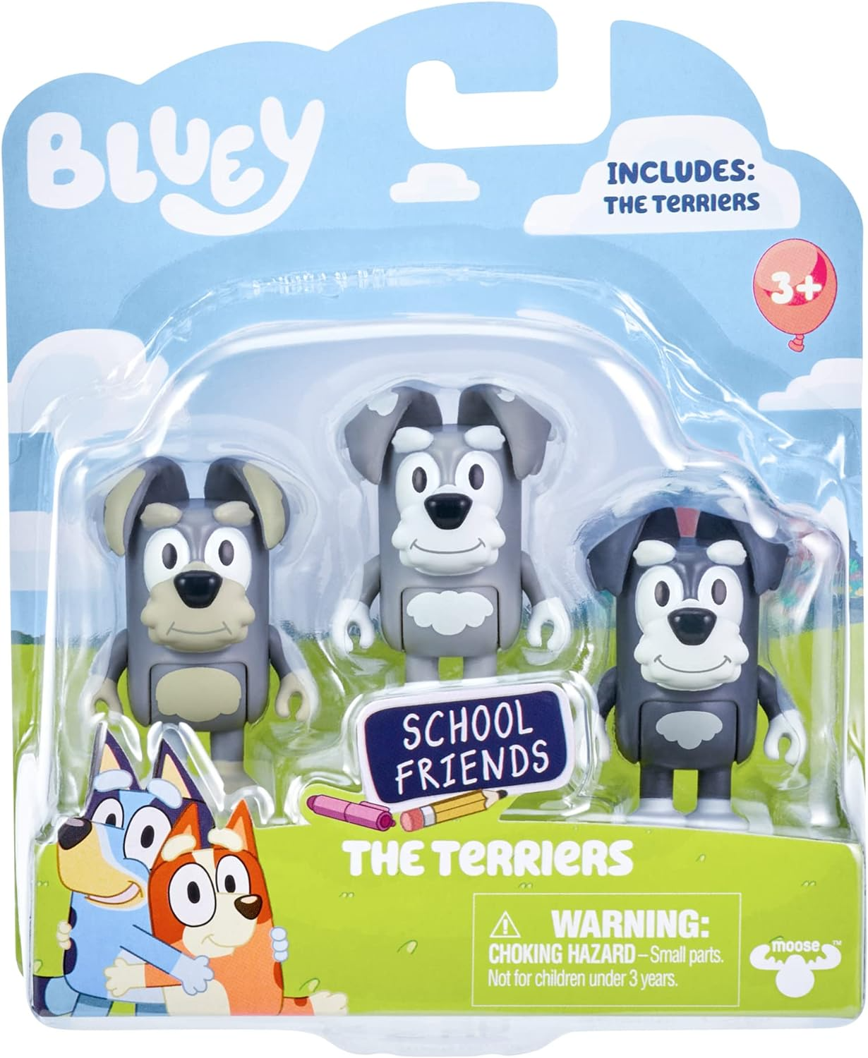 Bluey e Winton School Friends 2 pacotes oficiais de figuras de ação de personagens colecionáveis de 2,5-3 polegadas com acessório de máquina de escrever