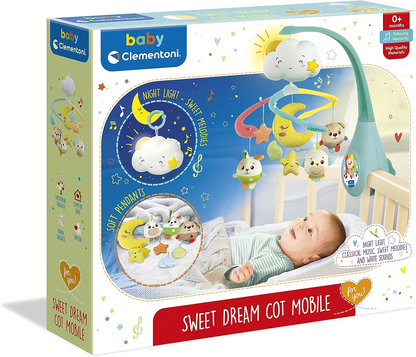 Clementoni 17710 Sweet Cloud Cuna Juguete y Máquina de Sonido, Móvil para Cuna, Niño pequeño, Primeros Años, Bebé, Regalo de Juguetes para Recién Nacido, Multicolor