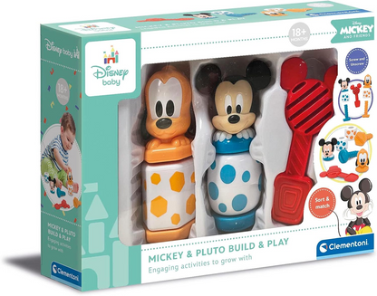 Clementoni 17814 Construa e jogue Disney Mickey Development & Activity, Empilhamento educacional, Infantil, Aprendizagem sensorial, Criança de 18 meses, Brinquedos para primeiros anos, Fabricado na Itália, Multilíngue