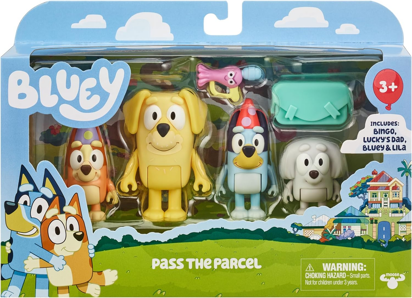 Bluey 17558 Figura 4PK Passe o pacote, multicolorido