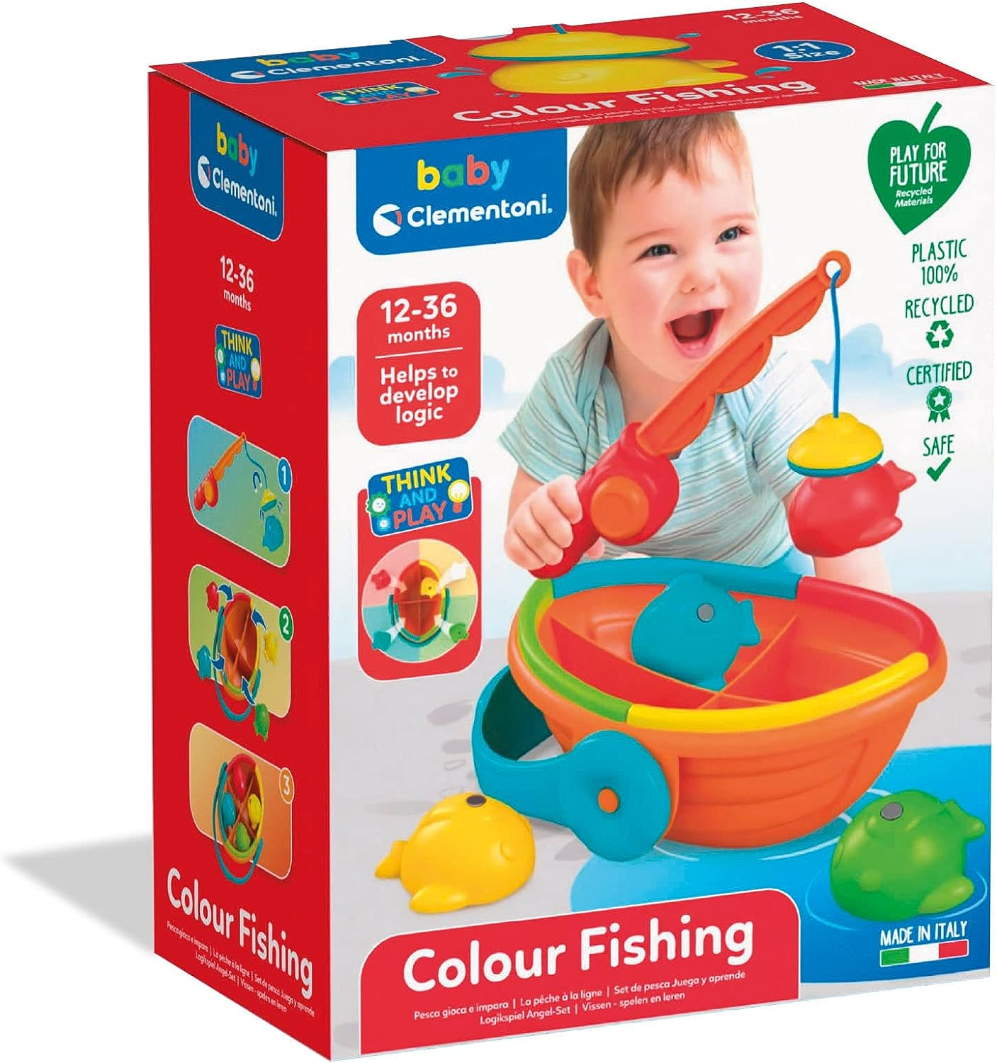 Clementoni  17688 Fishing-Early, Infant, Activity 1 Year Olds, Floating Bath Toy for Kids, Made in Italy, Multi-Colored, Medio