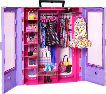 BARBIE BRAND Fashionistas Ultimate Closet Juguete de moda portátil con muñeca, ropa, accesorios y perchas, regalo para niños a partir de 3 años, HJL66