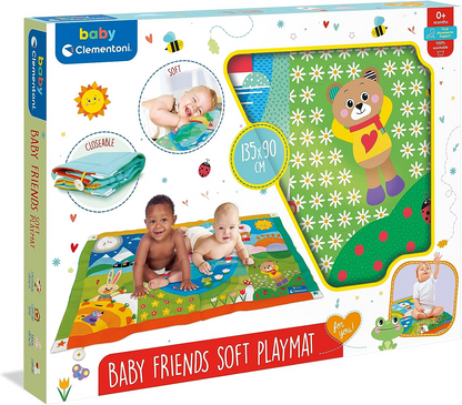 Clementoni 17802 Friends Play Mat, Playmate, Baby Tummy Time, Toddler 0 Meses, Early Years, Infant, New Born Soft Toys Gift, 100% Lavável, Multi-Color