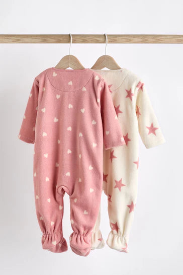 |BabyGirl| Conjunto De 2 Pijamas De Microfleece Rosa Para Bebê