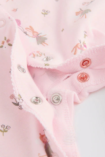 |Niña| Conjunto de 3 Pijamas para Bebé 100% Algodón - Rosa/Blanco (0-2 años)