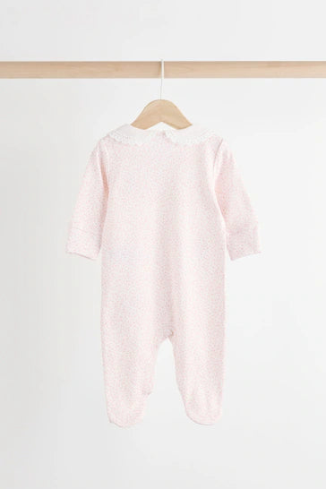 |Niña| Conjunto de 3 Pijamas para Bebé 100% Algodón - Rosa/Blanco (0-2 años)