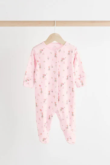 |Niña| Conjunto de 3 Pijamas para Bebé 100% Algodón - Rosa/Blanco (0-2 años)