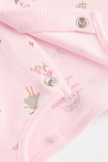 |Niña| Conjunto de 3 Pijamas para Bebé 100% Algodón - Rosa/Blanco (0-2 años)