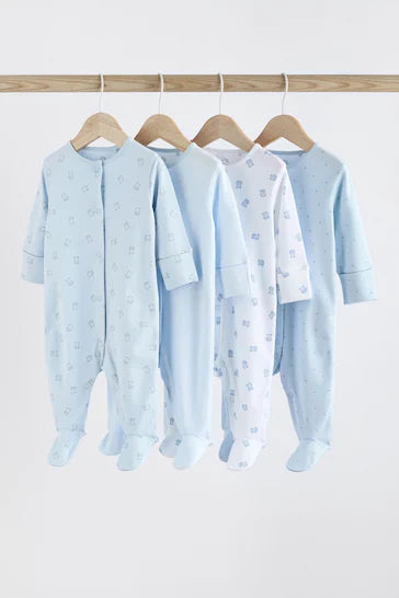 |Bebé| Pack de 4 Pijamas Bebé Osito Azul (0-2 años)