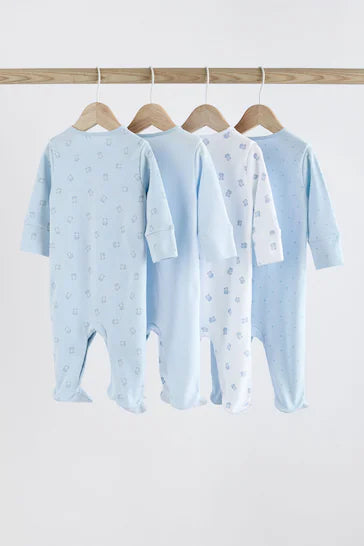 |Bebé| Pack de 4 Pijamas Bebé Osito Azul (0-2 años)