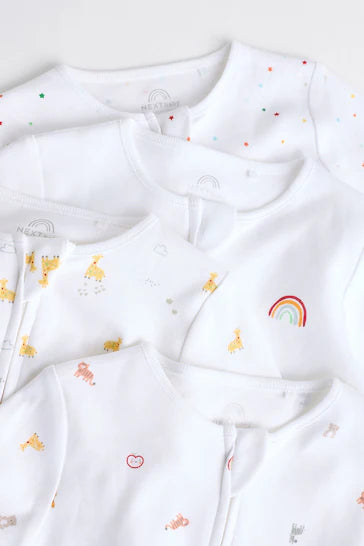 |BabyBoy| Conjunto De 4 Pijamas Para Bebê Com Personagem Branco Brilhante (0 a 2 anos)