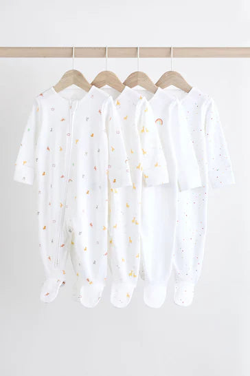 |BabyBoy| Conjunto De 4 Pijamas Para Bebê Com Personagem Branco Brilhante (0 a 2 anos)