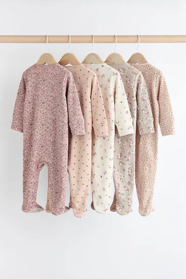 |BabyGirl| Conjunto De 5 Macacões Para Bebê Com Zíper Marrom Caramelo (0 a 2 anos)