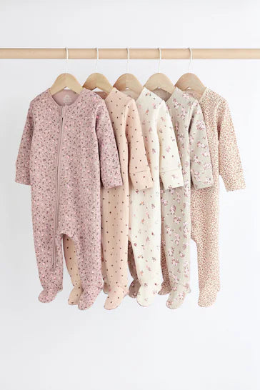 |BabyGirl| Conjunto De 5 Macacões Para Bebê Com Zíper Marrom Caramelo (0 a 2 anos)