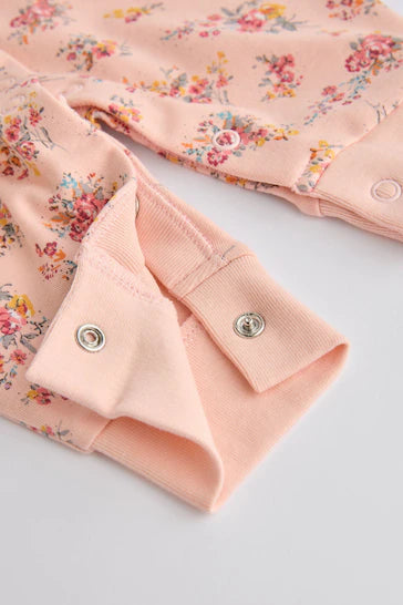 |BabyGirl| Pacote De 4 Pijamas Sem Pés Florais Laranja Para Bebê (0 meses a 3 anos)