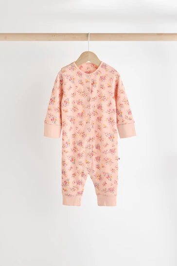 |BabyGirl| Pacote De 4 Pijamas Sem Pés Florais Laranja Para Bebê (0 meses a 3 anos)