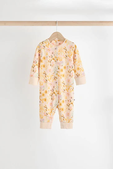 |BabyGirl| Pacote De 4 Pijamas Sem Pés Florais Laranja Para Bebê (0 meses a 3 anos)