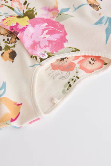 |BabyGirl| Pacote De 4 Pijamas Sem Pés Florais Laranja Para Bebê (0 meses a 3 anos)