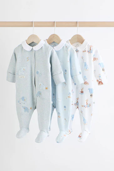 |Bebé| Pack de 3 Pijamas para Bebé - Elefante Delicado Azul (0 meses a 3 años)