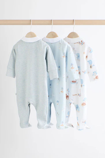 |Bebé| Pack de 3 Pijamas para Bebé - Elefante Delicado Azul (0 meses a 3 años)