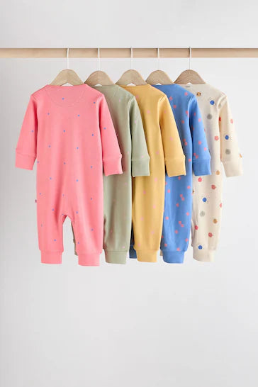 |BabyGirl| Conjunto De 5 Pijamas Multi-Bebê Sem Pés Com Zíper Bidirecional 100% Algodão (0 meses a 3 anos)