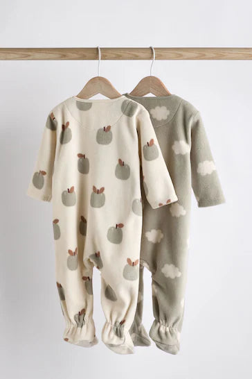 |BabyBoy| Conjunto De 2 Pijamas De Micro Lã Para Bebê - Verde Sálvia