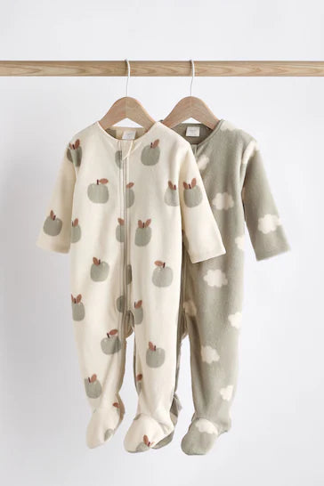 |BabyBoy| Conjunto De 2 Pijamas De Micro Lã Para Bebê - Verde Sálvia