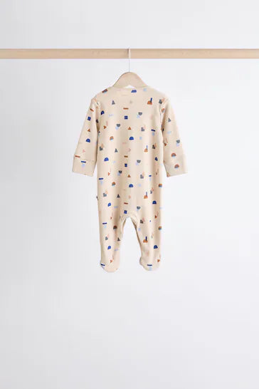 |BabyBoy| Conjunto De 7 Pijamas Para Bebê 100% Algodão Com Estampa Azul (0 meses a 2 anos)