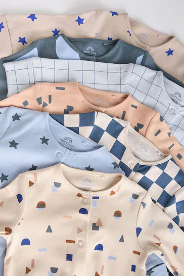 |BabyBoy| Conjunto De 7 Pijamas Para Bebê 100% Algodão Com Estampa Azul (0 meses a 2 anos)