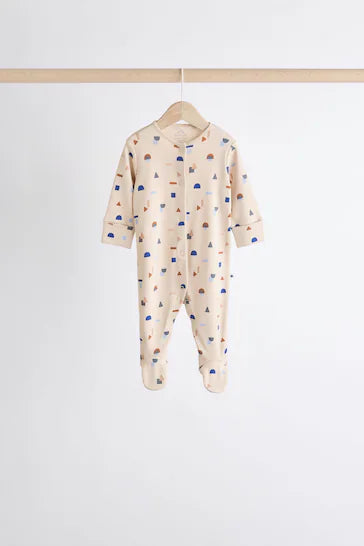 |BabyBoy| Conjunto De 7 Pijamas Para Bebê 100% Algodão Com Estampa Azul (0 meses a 2 anos)