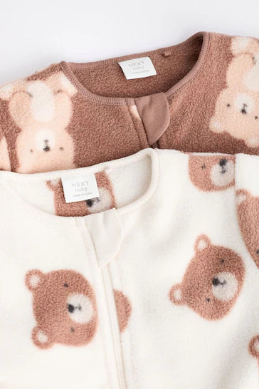 |BabyGirl| Conjunto De 2 Pijamas De Micro Lã Para Bebê - Neutro