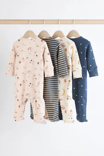 |BabyBoy| Conjunto De 4 Pijamas Neutral Space Baby 100% Algodão (0 meses a 2 anos)