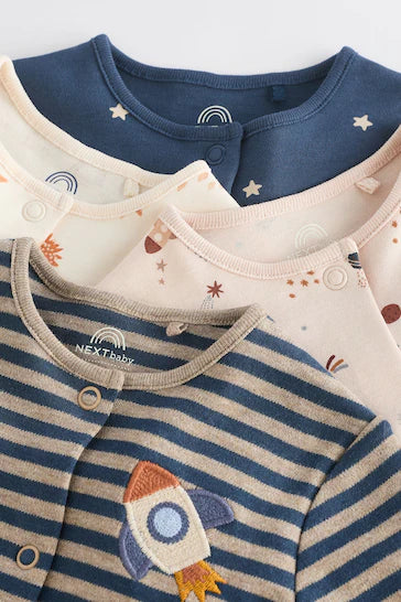 |BabyBoy| Conjunto De 4 Pijamas Neutral Space Baby 100% Algodão (0 meses a 2 anos)